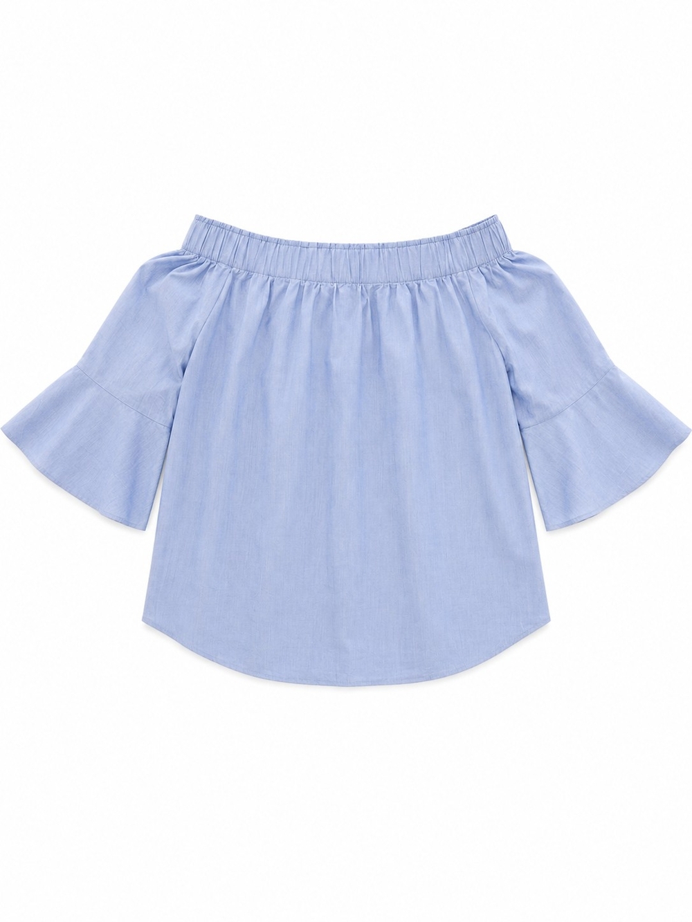 New York And Co. Light Blue Off-Shoulder Bell Sleeve Top Size Medium